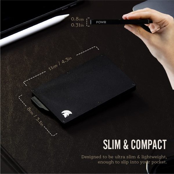 POWR Card Holder Wallet, Mens Minimalist Slim Metal RFID Blocking Contactless Card Protector - Image 6