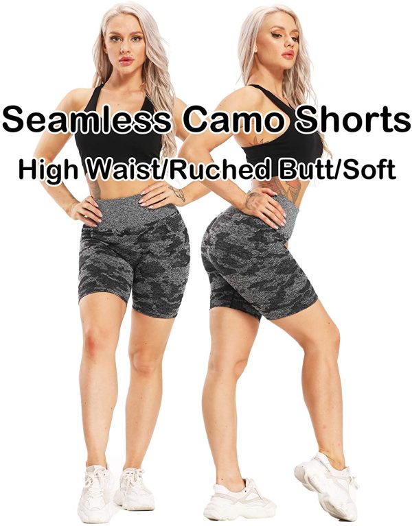 Camo Shorts Women High Waist Seamless Gym Shorts Ruched Booty Shorts Cycling Runing Shorts - Image 7