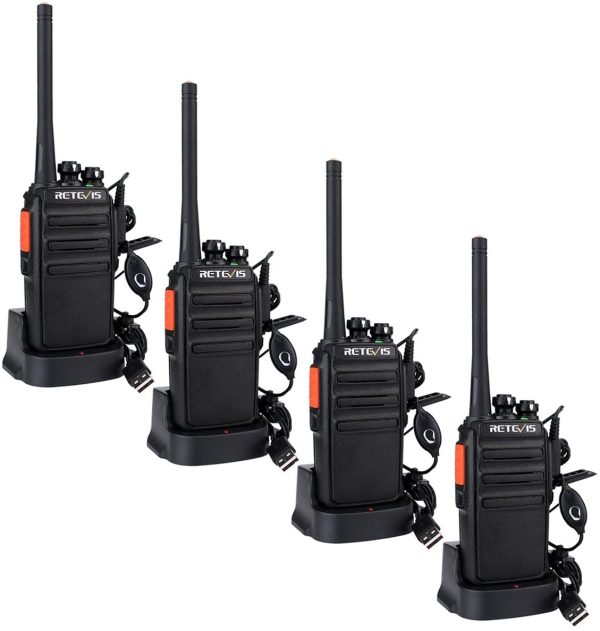 Retevis RT24 Walkie Talkies PMR446 License-free Two Way Radio 16 Channels Scan TOT with USB Charger and Earpieces (Black, 2 Pairs) - Image 2