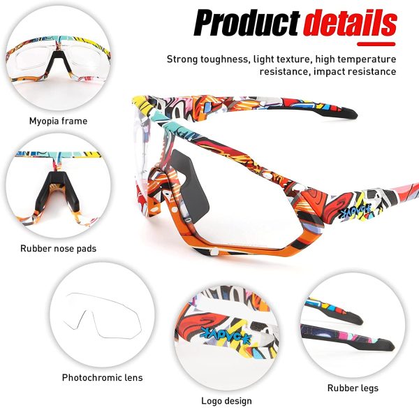 KAPVOE Photochromic Cycling Glasses Tr90 Frame For Men Women Clear Sports Sunglasses Mountain Bike Glasses Transparent MTB Bicycle Goggles Running - Image 5