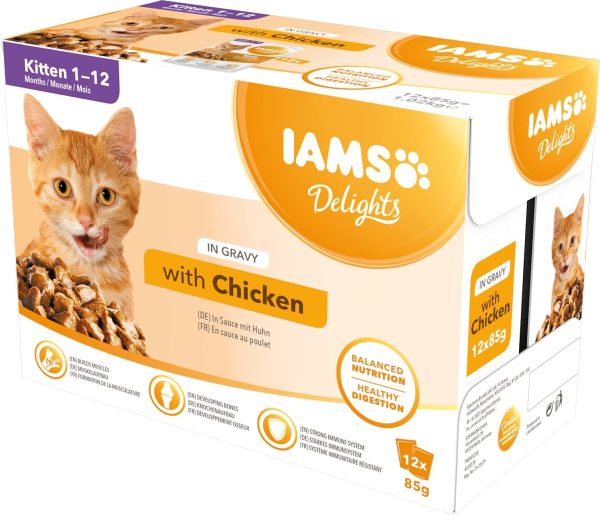 IAMS Delights Wet Food for Kittens 1-12 Months with Chicken in Gravy, 12 x 85 g & Delights Wet Food Land and Sea Collection with Meat and Fish in Gravy, 12 x 85g - Image 3