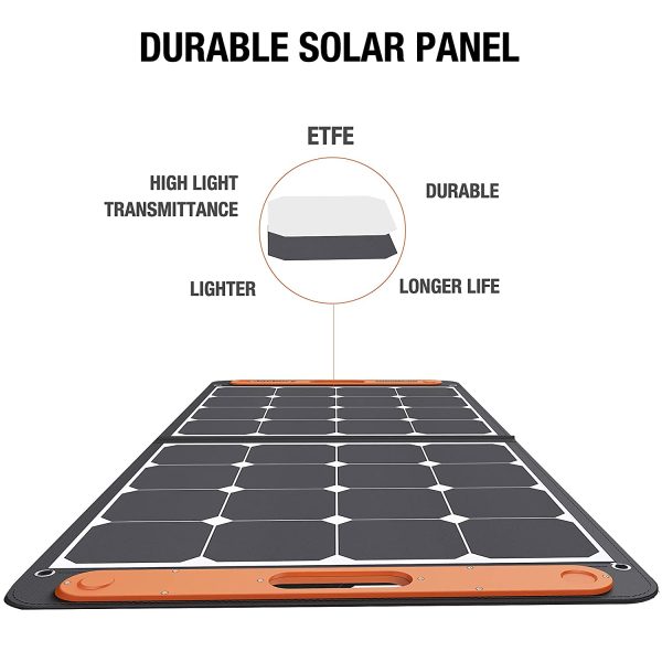 Jackery SolarSaga 100W Portable Solar Panel for Explorer 240/500/1000 Power Station, Foldable Monocrystalline Solar Cell Solar Charger with USB Outputs for Phones Off-grid Home - Image 3