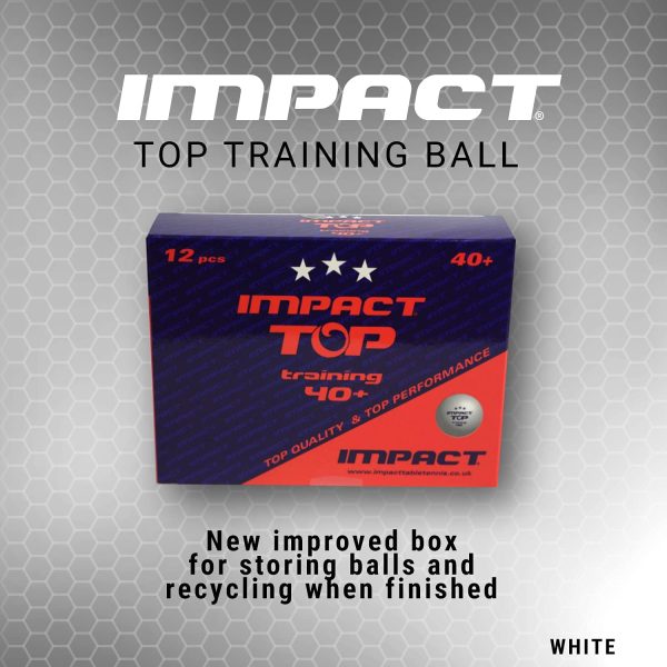 IMPACT TOP Training Table Tennis Balls (Pack of 12 White) - Image 3