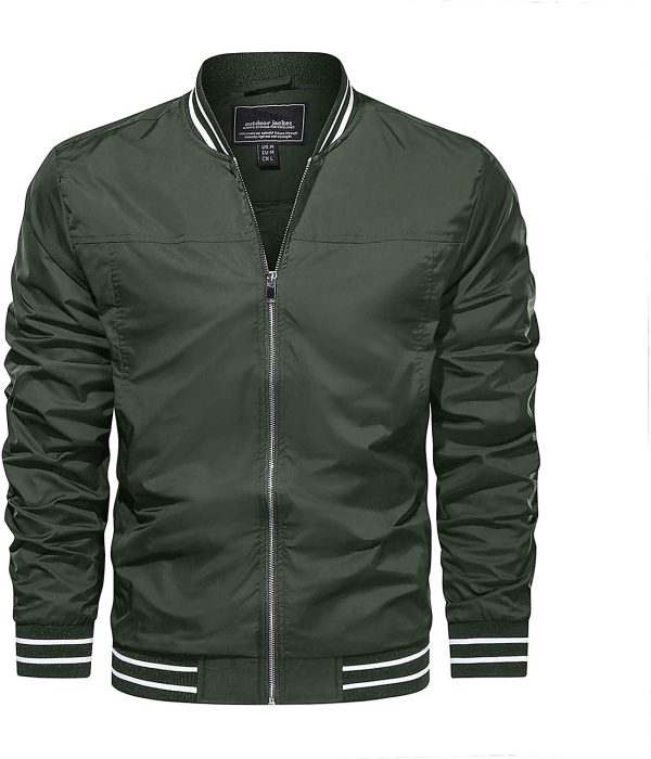 KEFITEVD Men's Spring Summer Lightweight Sports Jacket Casual Thin Baseball Track Jackets Bomber Coats with Pockets - Image 5