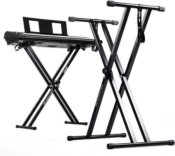 Duronic Keyboard Stand KS2B | Twin X Frame | Height Adjustable 33-98cm | Double Braced Legs for Digital Pianos | Quick-Pull Release | With Support Straps to Secure Keyboard | Holds up to 20kg - Image 6