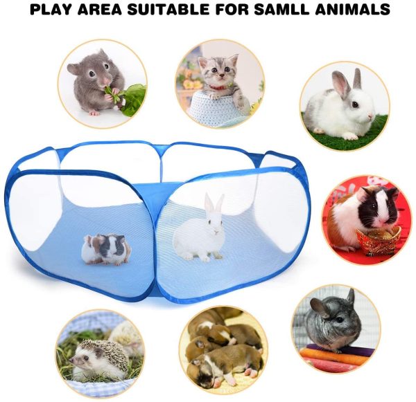 Casifor Small Animal Cage Pent Pet Playpen for Rabbit/Guinea Pig/Mat/Hamsters/Hedgehog/Puppy Play Pen Exercise (Blue (waterproof)) - Image 4