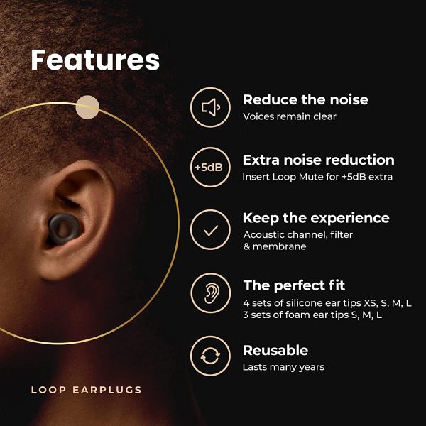 Loop Experience Pro Earplugs - High Fidelity Hearing Protection for Musicians, DJs, Drummers, Festivals, Concerts and Nightlife ?C 18dB Noise Reduction Ear Plugs ?C Extra Accessories incl - Black - Image 6