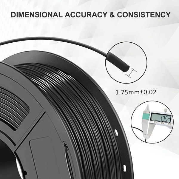 JAYO PLA+ 3D Printer Filament, PLA Plus Filament 1.75mm, Dimensional Accuracy +/- 0.02 mm, 1kg Spool (2.2 lbs), PLA+ Black