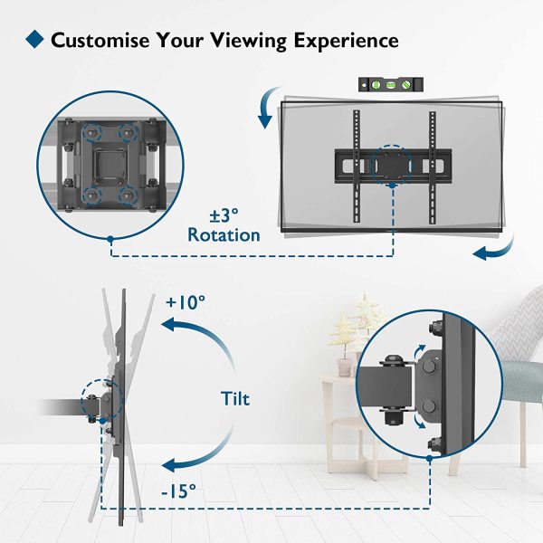 BONTEC TV Wall Mount for 23-60 Inch LED LCD Flat & Curved TVs, Swivels Tilts Extends Double Arm Full Motion TV Wall Bracket Holds up to 45kg, Includes HDMI Cable, Spirit Level, Max VESA 400x400mm