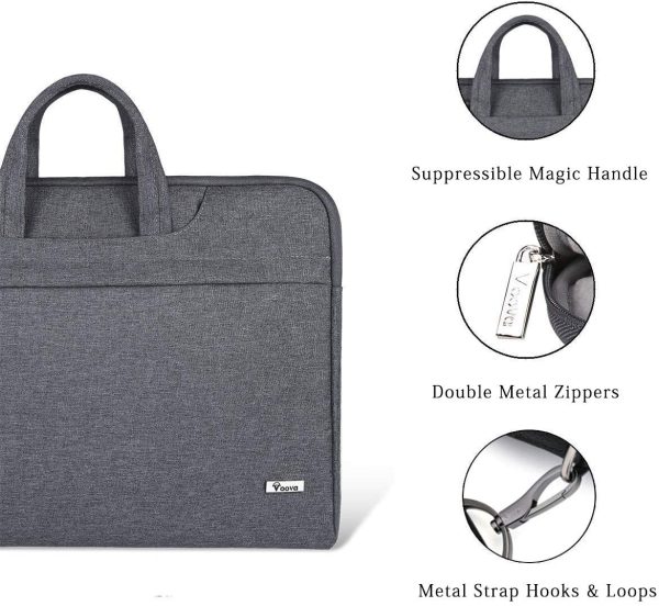 Laptop Bag 17 17.3 inch Waterproof Laptop Sleeve Case with Shoulder Straps & Handle, Slim Computer Cover Briefcase Compatible with MacBook/HP/Samsung/Acer/Asus/Dell Notebook, (Grey)