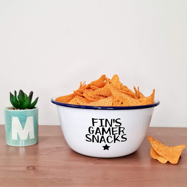 Personalised Gamer Snacks Bowl Small Blue Gaming Gamers Snack 4G Personalised Snack Bowl