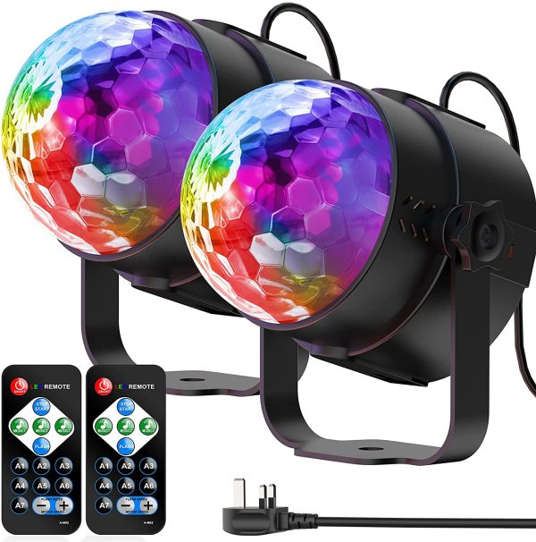 Party Lights Magic Lamp Remote Control Sound Activated RGB Disco Lights Disco Lamp Stage Lights Rotating Disco Ball for KTV, DJ, Party, Disco, Christmas, Bar, etc UK Plug- 2 Pack - Image 9