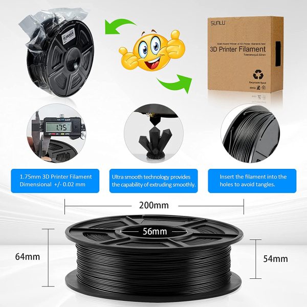 PLA 3D Printer Filament 1.75mm,  PLA Filament, Dimensional Accuracy +/- 0.02 mm, 1 kg Spool, PLA 1.75 Grey