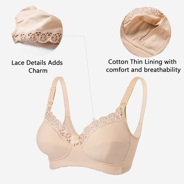 Gratlin Women's Plus Size Cotton Nursing Bra Support Wireless Breastfeeding Maternity Bras - Image 6