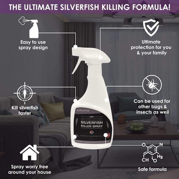 Karlsten Silverfish Killer Spray Fast Effective Quality Silverfish Killer 500 ml Non staining - Image 3