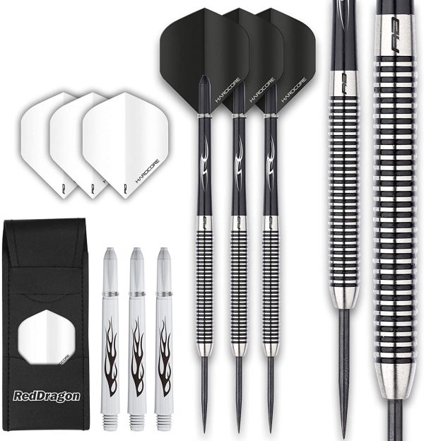 RED DRAGON Pegasus Tungsten Steeltip Darts Set 22g, 24g, 26g, 28g, 30g with Flights, Stems and Wallet