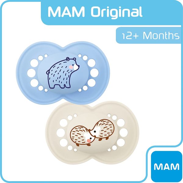 MAM Original Colours of Nature Soother 12+ (Bear and Hedgehog), Matt Baby Soother Set for Twelve Months+, MAM Soother Pack with Woodland Designs, Soother Pack with MAM Teats - Image 7