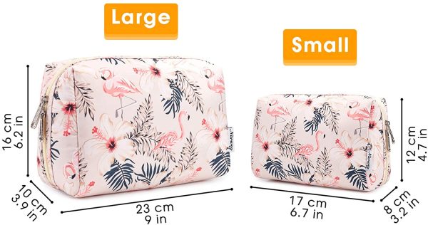 Large Makeup Bag Zipper Pouch Travel Cosmetic Organizer for Women and Girls (Beige Flamingo, Large) - Image 7