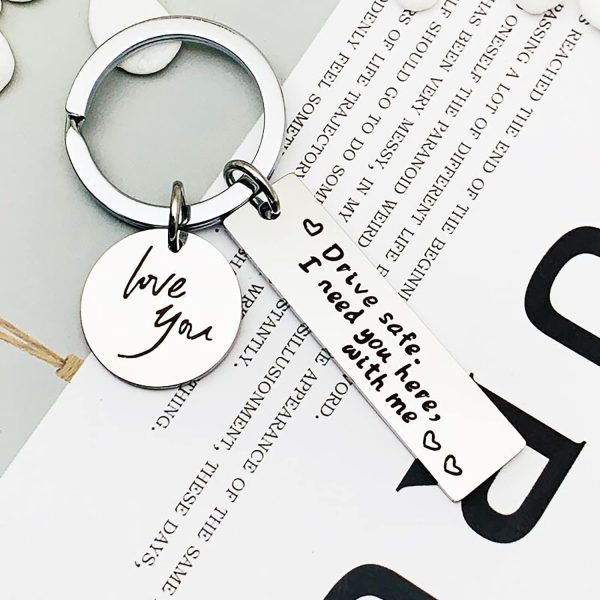 Drive Safe Keychain Gift Drive Safe I Need You Here with Me, Drive Safe Keyring for Boyfriend Father Mother Birthday Gift Keychain, ,Valentine's Day Gift Keychain with Gift Box - Image 2