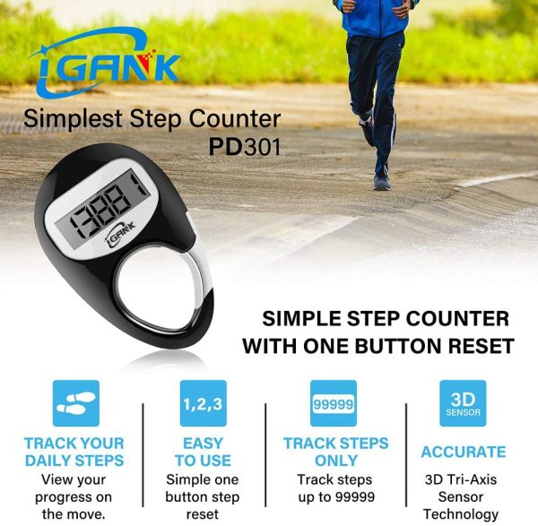 iGANK Simple Walking Pedometer Step Counter for men women kids - Image 3