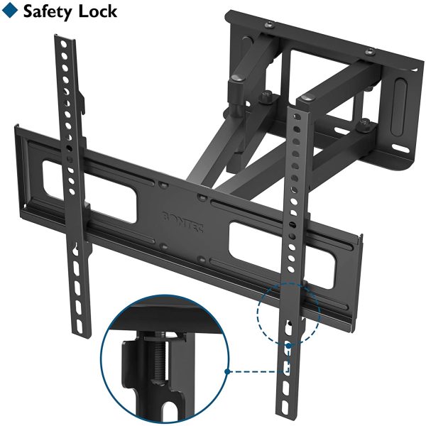 BONTEC TV Wall Mount for 23-60 Inch LED LCD Flat & Curved TVs, Swivels Tilts Extends Double Arm Full Motion TV Wall Bracket Holds up to 45kg, Includes HDMI Cable, Spirit Level, Max VESA 400x400mm - Image 4