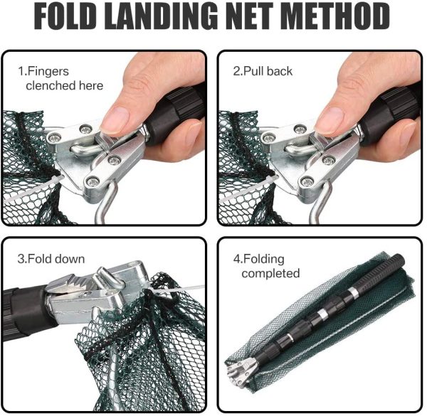 HEYOMART Fishing Landing Net Telescope Foldable Collapsible Extensible for Bird Fish Catch Release Lightweight Portable  Frame Handle