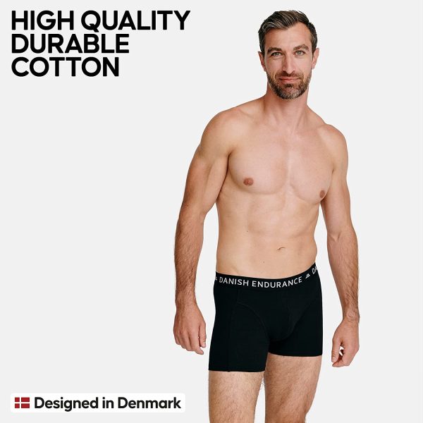 DANISH ENDURANCE Men's Cotton Trunks, Stretchy Soft, Classic Fit Underwear, Boxer Shorts, Pants Multipack in Black, Green, Blue & White, 6 Pack - Image 5