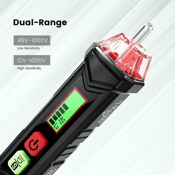 KAIWEETS HT100 Voltage Tester, Dual-Range 12V-1000V/48V 1000V Non-Contact Electrical Tester, Voltage Sensitivity Electric Compact Pen with NCV, LED Flashlight, Buzzer Alarm, Wire Breakpoint Finder - Image 5