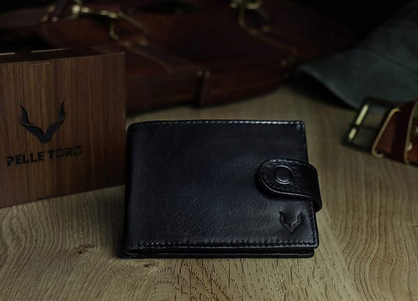 Pelle Toro All-in-One Handmade Mens Wallet, RFID Blocking Wallet with Coin Pocket, Fine Leather Card Wallet for Men with 8 Slots and Zip Section, in Wooden Mens Gift Box, Black Wallet - Image 7