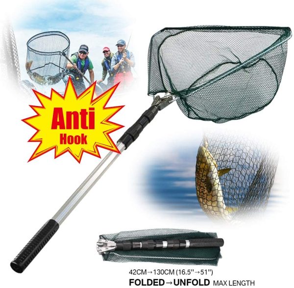 HEYOMART Fishing Landing Net Telescope Foldable Collapsible Extensible for Bird Fish Catch Release Lightweight Portable  Frame Handle - Image 4