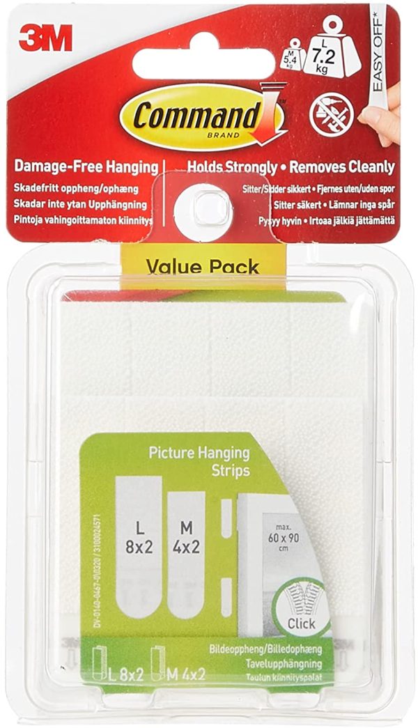 Command Picture Hanging Strips ?C Removable Hanging Strips for Large Picture Frames ?C Value Pack - 4 Pairs (Medium), 8 Pairs (Large) - Image 3