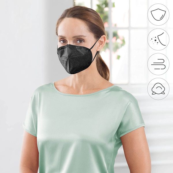 Medisana FFP2 Respirator Mask Black Dust Mask Breathing Mask RM 100 Dust Mask Mouth Mask 10 Pieces Individually Packed in PE Bag with Clip - Certified CE2834 - EU 2016/425 - Image 5