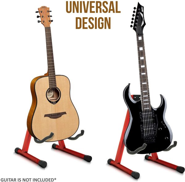 LIVIVO Folding Universal A-Frame Foldable Floor Guitar Stand Acoustic Electric Stand With Cradle Hooks And Back Rest - Image 3