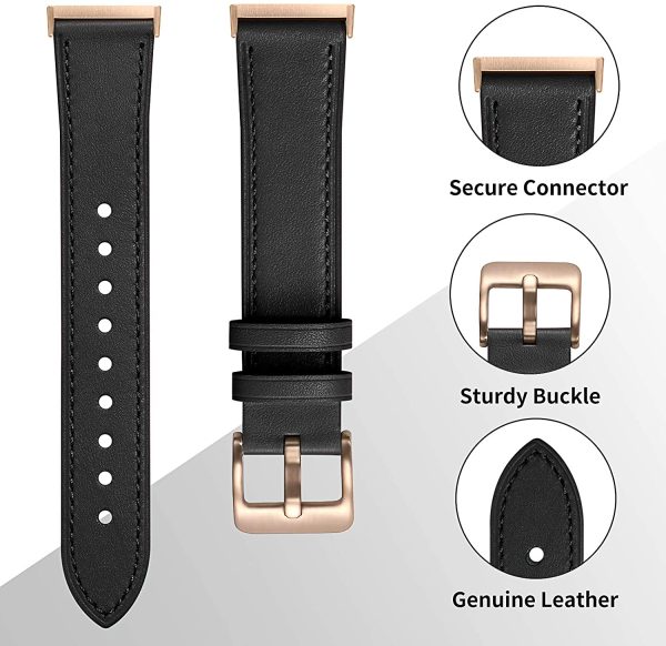 CeMiKa Compatible with Fitbit Versa 3 Strap Leather, Genuine Leather Straps Replacement Bands Compatible with Fitbit Versa 3 / Fitbit Sense, Women Men - Image 5