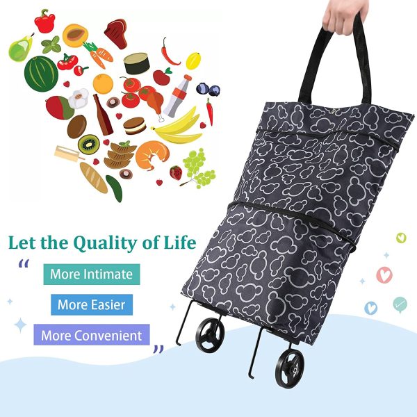 Foldable Shopping Bag with Wheels, Collapsible Trolley Bag on Wheels for Women, Reusable Shopping Trolley Dolly, Heavy-Duty Capacity Bag Gifts for Woman #7306 - Image 4