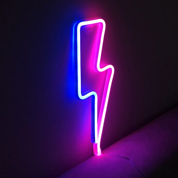 Lightning Bolt LED Neon Signs - USB Battery Operated Neon Light Sign for Gaming Room | Neon Signs for Wall Decor Birthday Wedding Party Bedroom Decorations - Image 3