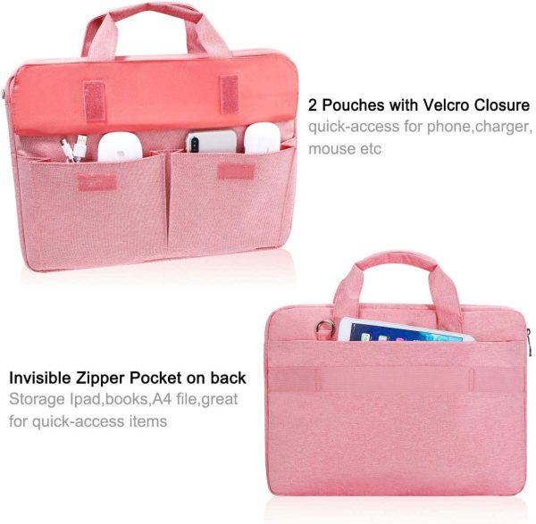 LANDICI Laptop Bag case 14-15.6 inch for Women Ladies, Waterproof Computer Sleeve Cover with Shoulder Strap Compatible with MacBook Pro 15/16, 15’??Surface Laptop 3/4, Acer Hp Chromebook, Pink - Image 6