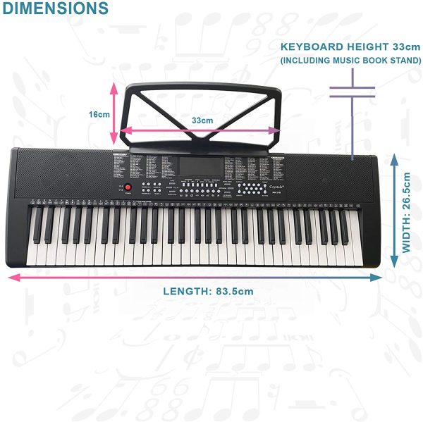 Keys Teaching Type Electronic Keyboard Digital Music Instrument Piano & Microphone by Crystals®