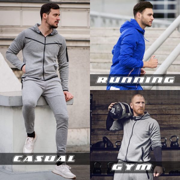 Love My Fashions? Men??s Tracksuit Contrast Cord Set Fleece Zip Hoodie Top Bottoms Jogging Joggers Gym Casual Exercise Running Sport Sweat Suit Pants Plus Sizes - Image 5