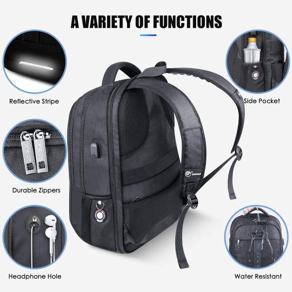 Laptop Backpack, Anti-Theft Business Travel Work Computer Rucksack with USB Charging Port, Large Lightweight College High School Bag for Boy Men Women