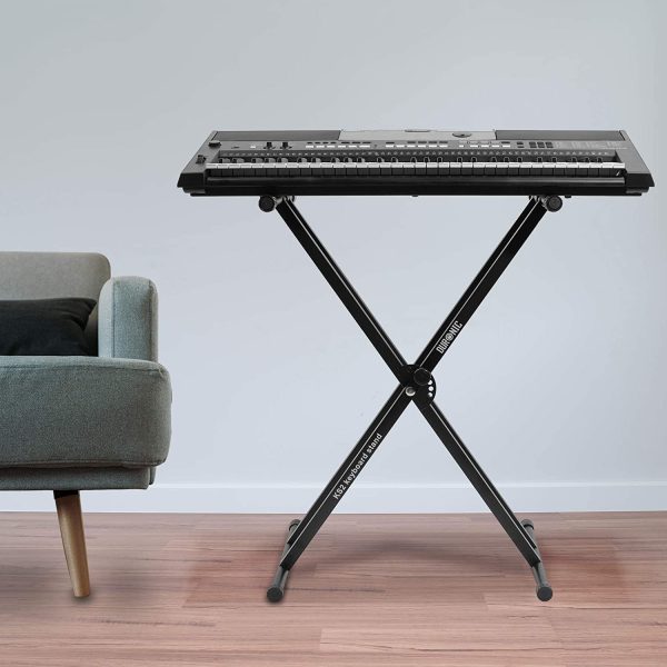 Duronic Keyboard Stand KS2B | Twin X Frame | Height Adjustable 33-98cm | Double Braced Legs for Digital Pianos | Quick-Pull Release | With Support Straps to Secure Keyboard | Holds up to 20kg - Image 7