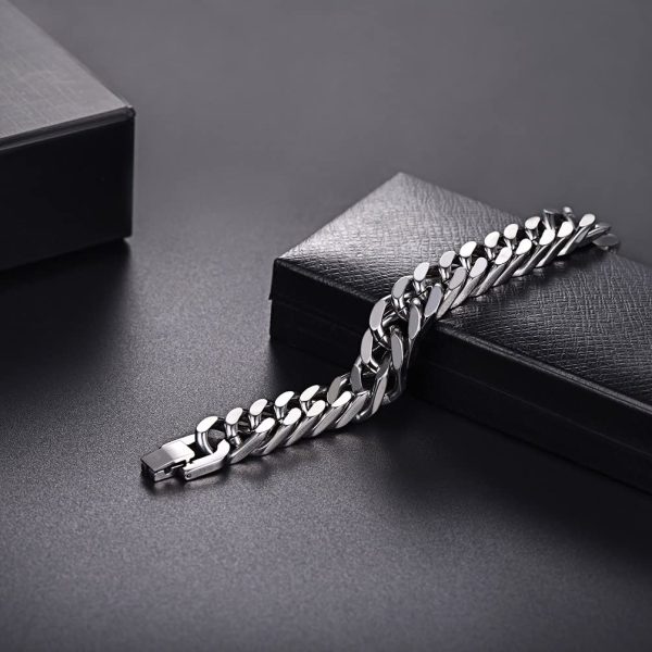 PROSTEEL Men Chain Bracelet, Chunky 12MM, Custom Available, 21/23CM, Gold Plated/Black/Stainless Steel (with Gift Box) - Image 4