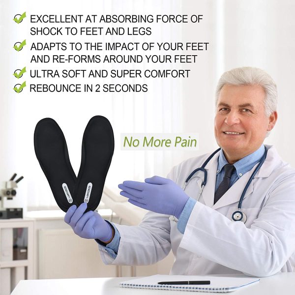 LARGERED Memory Foam Insoles for Men&Women,Cushioning Comfort Shoe Inserts for Work Boots,Walking Boots,Ladies Trainers,Sports Running Shoes,Sneakers,Replacement Support Pads UK size 3-12 - Image 6