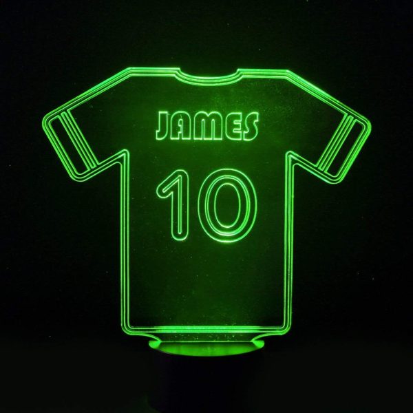 Personalised Football Shirt Night Light, Colour Changing Football Lamp For Kids Bedroom