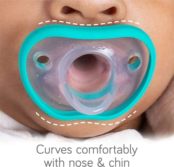 Nanobebe Baby Soothers 0-3 Month - Orthodontic, Curves Comfortably with Face Contour, Award Winning for Breastfeeding Babies, 100% Silicone - BPA Free. Perfect Baby Gift 2pk,Grey - Image 5