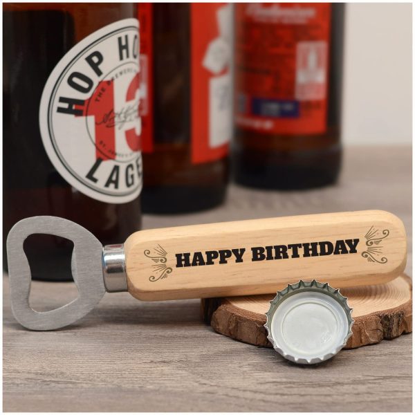 Happy Birthday Gifts for Him, Son - Birthday Gifts for Men Brother Dad Grandad - Wooden Beer Drinks Bottle Opener (Non Personalised)