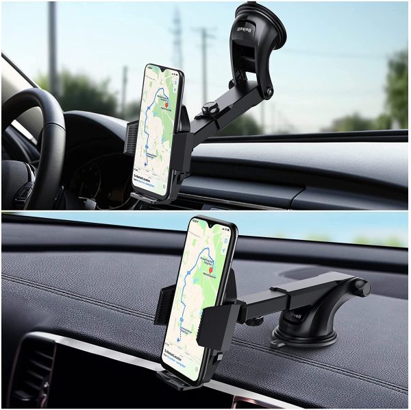 Car Phone Holder, Beikell Adjustable Car Phone Mount Cradle 360?? Rotation - Phone Holder for Car with One Button Release and Strong Sticky Gel Pad for Mobile Phones from 4.7 to 6.7 inches - Image 4