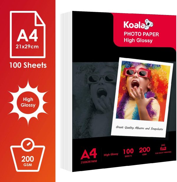 Inkjet Photo Paper A4 Glossy 100 Sheets 200 GSM for Canon Hp Epson Inkjet Printer