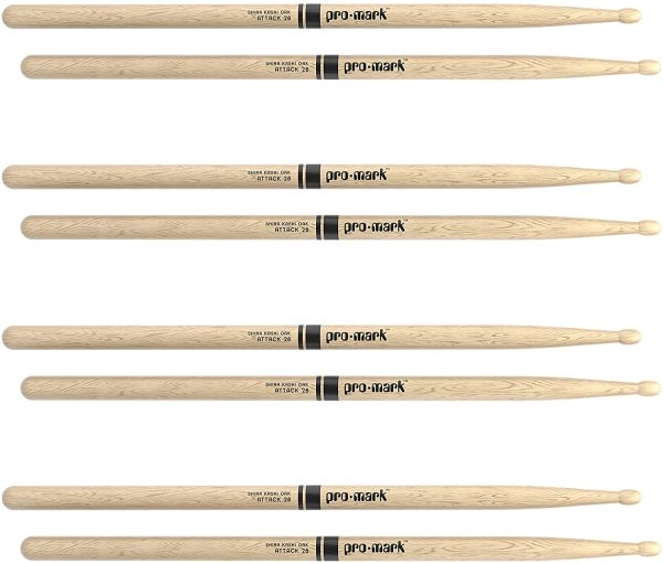 ProMark Classic Attack 2B Shira Kashi Oak Drumstick, Acorn Oval Tip, 4-Pack - Image 2