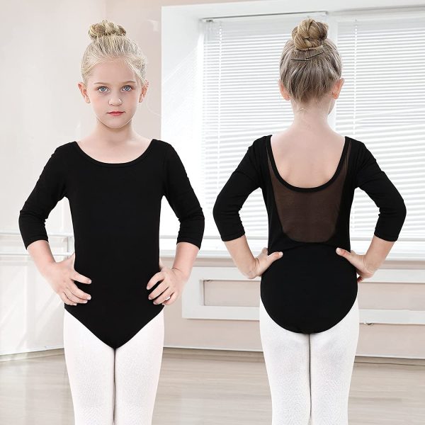 Kefiyis Girls Long Sleeve Ballet Leotards Cotton Dance Leotards Net Back Dance Tops Bodysuit Gymnastics Leotards Costume for Girls Toddler Kids - Image 2